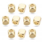 Намистини-розділювачі, Нержавіюча Сталь, Куб, Золото, 4х4х4мм,  Отвір:2мм, 10шт